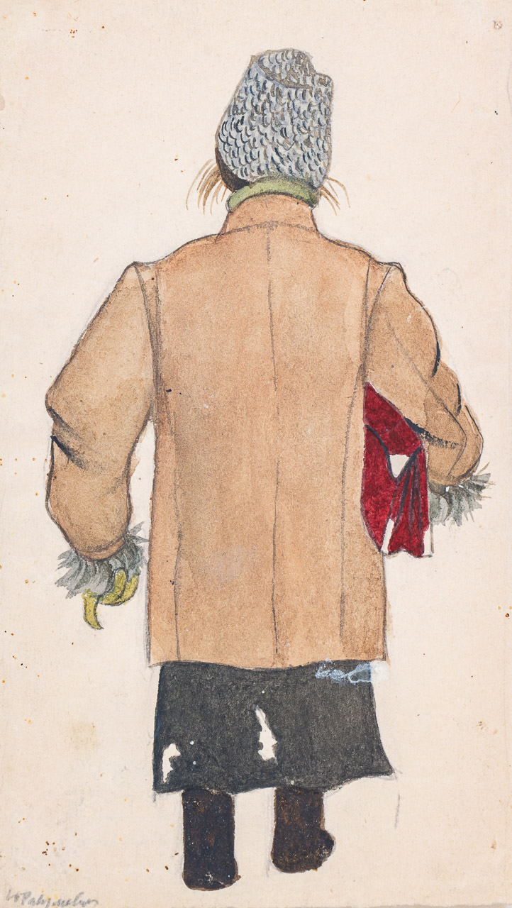 Серия "На улице". Женская фигура в папахе. 1920-е.